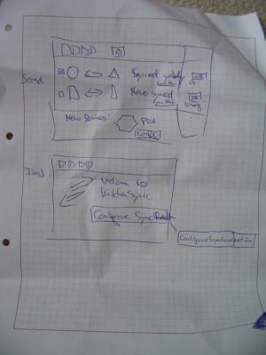 Photo of a sheet of paper showing the second part of the KitchenSync design