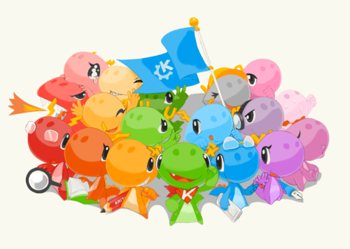 KDE dragons of different colors, antlers and belongings