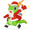 Konqi dressed as santa for christmas carrying gifts for everyone. Artwork is closely based on Tyson Tan's design.