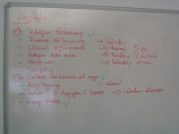 Photo of a whiteboard showing the agenda of the meeting