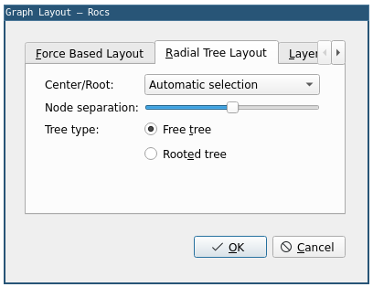 Tab corresponding to the Radial Tree Layout in the graph-layout plugin user interface.