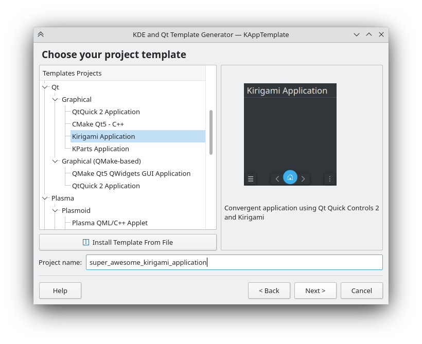 KAppTemplate is an application to start development quickly using existing templates providing basic repeatedly written code and a proper structure.