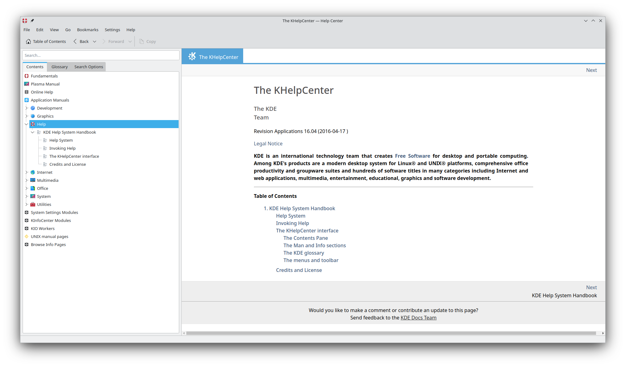 An application to search and read the documentation for all your KDE applications and system utilities