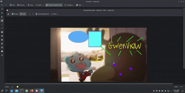 Video showing clearing annotation in Spectacle, and then drawing on it again.