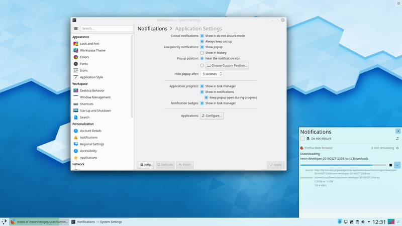 File:KDE Plasma 5.16 Notifications - Do not disturb.png