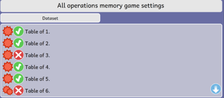 All Operations Memory game Activity Dataset Screen Dialog