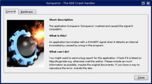 KDE Crash Dialog