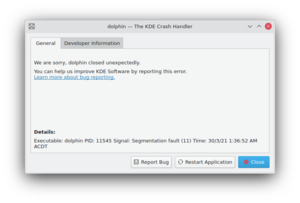 KDE Crash Dialog